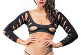 Varigated Holes Crotchless Legging - One Size -