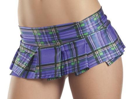 Plum Plaid Pleated Mini Skirt