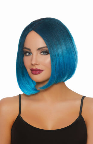 Dreamgirl Mid-Length Steel Blue-bright Blue Ombre Wig