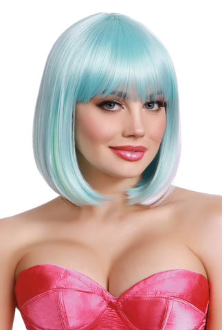 Dreamgirl Hidden Rainbow Light Blue-pink-yellow- Lavender Bob Wig