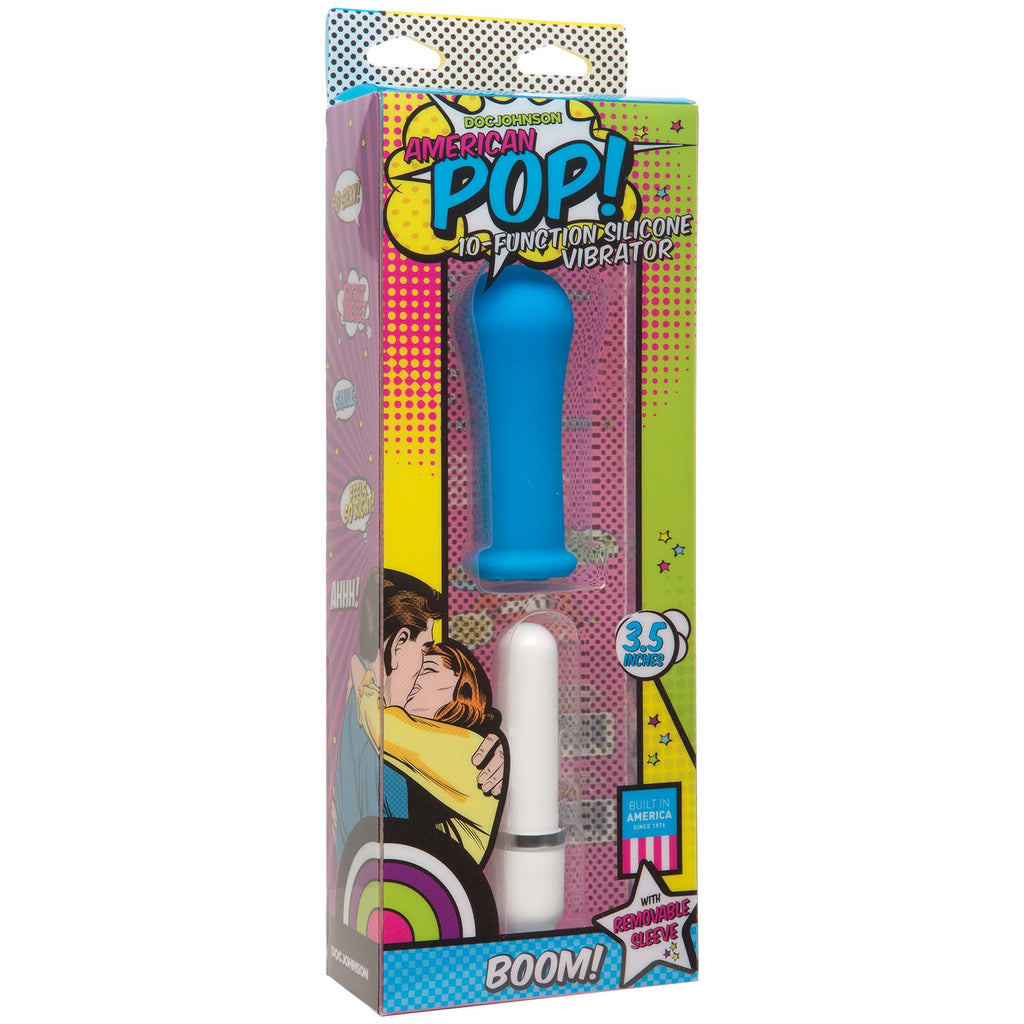 American Pop! Boom! 10 Function Silicone Vibrator  - Blue