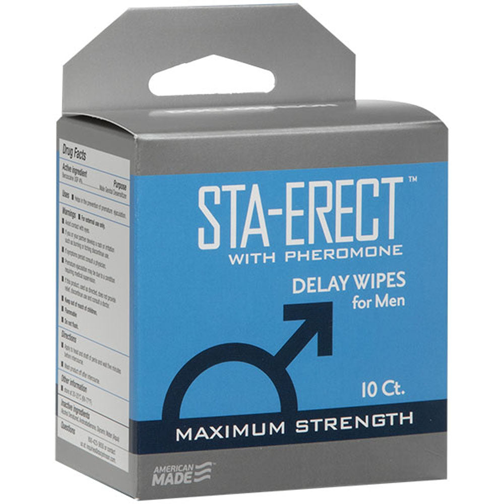 Sta-Erect With Pheromone - Delay Wipes for Men -  10 Pack