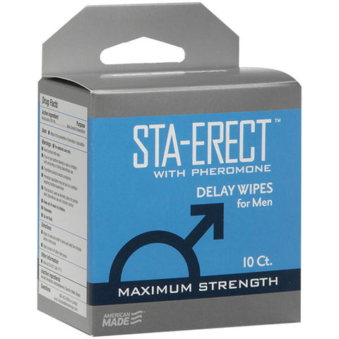 Sta-Erect With Pheromone - Delay Wipes for Men -  10 Pack