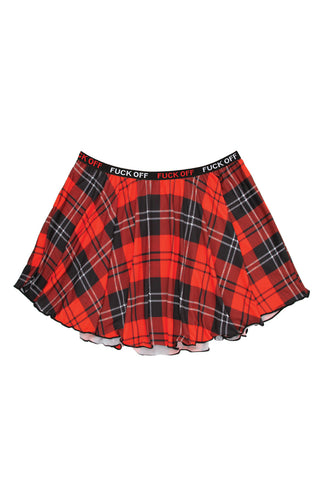 F*Ck Off Plaid Skirt - Red Plaid