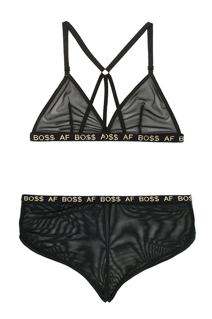 Boss Af Bralette and Shorts Set - Black