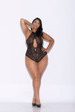 Lace and Mesh Halter Teddy - Queen Size