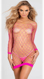 Sparkly Stretch Fishnet Long Sleeve Chemise -