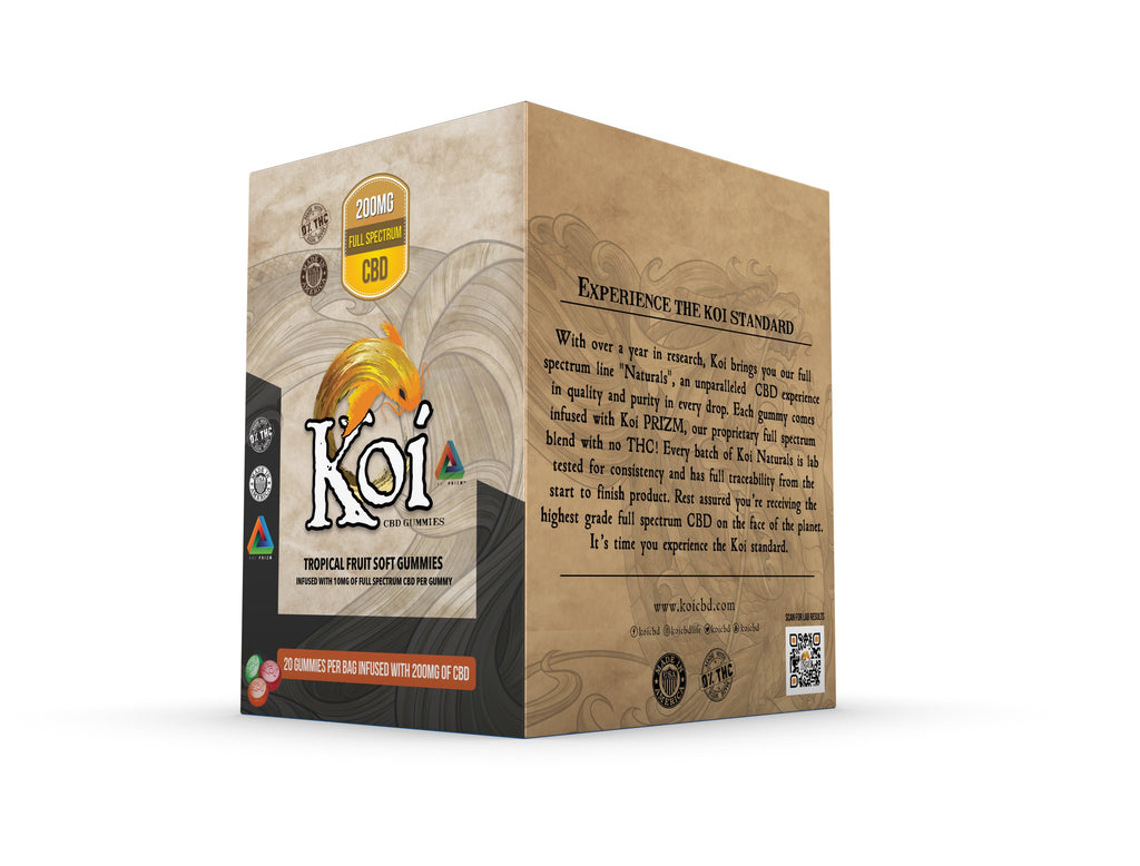 Koi CBD Tropical Fruit Gummies - 12 Piece Display - Count Bags