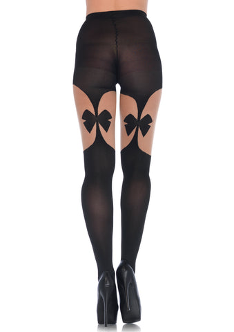 Illusion Bow Garterbelt Tights - One Size