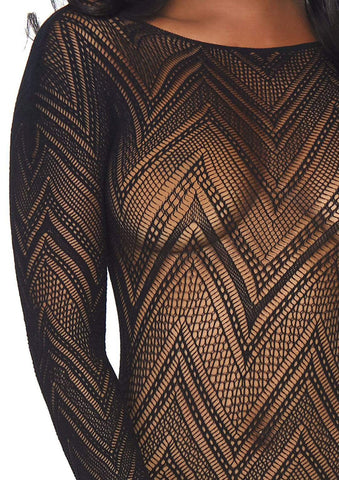 Fishnet Bodycon Dress - One Size - Black