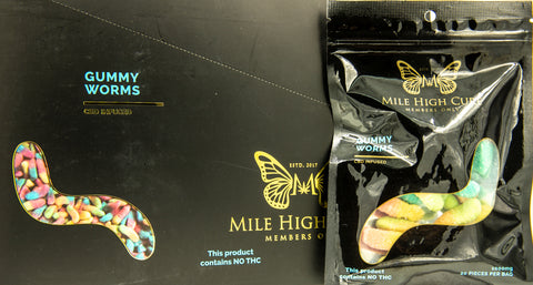 Mile High Cure Hemp Gummy Worms Display