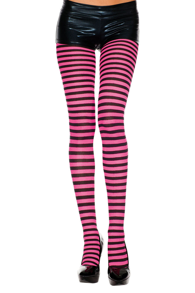 Striped Tights - One Size - Black