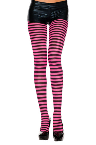 Striped Tights - One Size - Black