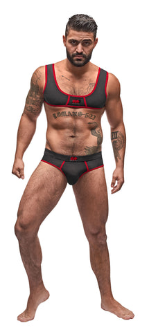 Cotton Lycra Mini Tank Bikini Set - Black/red -