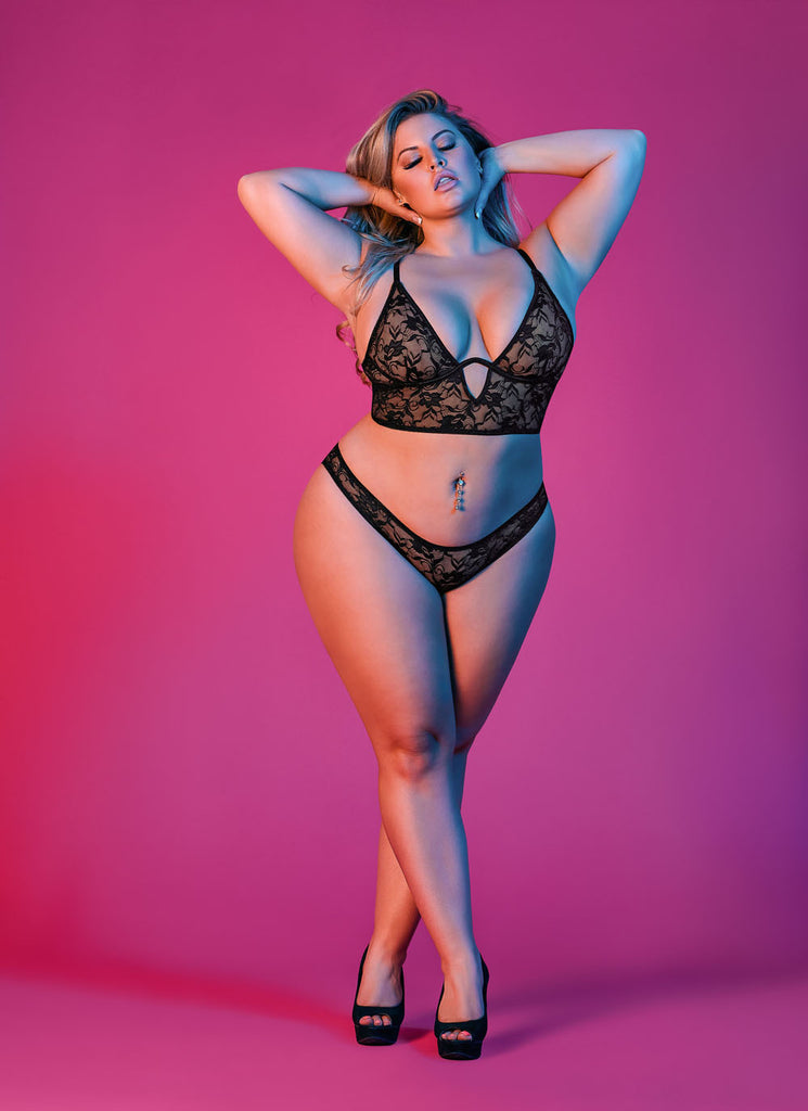 Sexy Time Underwire Bralette and Panty Set - Black
