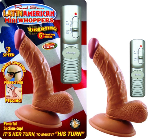 Latin American Mini Whoppers Vibrating 5" Curved  Dong With Balls - Latin