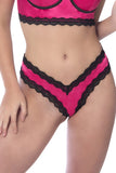 Satin Front High Leg Panty With Lace Edges and Mesh Back -