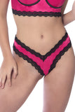 Satin Front High Leg Panty With Lace Edges and Mesh Back -