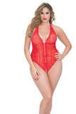 Crotchless Lace Teddy With Rhinestone Detail - Queen Size -