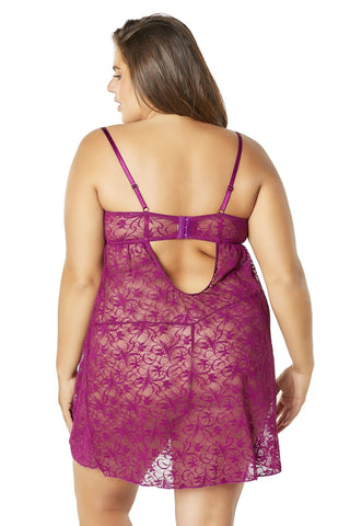 Lace Empire Babydoll With Functional Tie Shelf Cups G-String