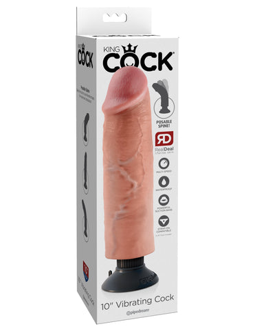 King Cock 10" Vibrating Cock - Flesh