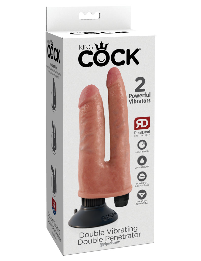 King Cock Double Vibrating Double Penetrator -  Flesh
