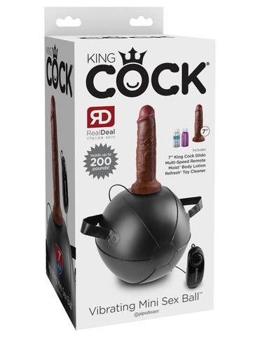 King Cock Vibrating Mini Sex Ball With 7" Dildo -  Brown