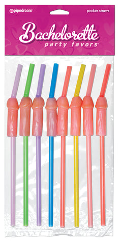 Bachelorette Party Favors Pecker Straws - 8 Piece