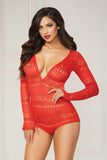 Knit Long Sleeve Romper - -