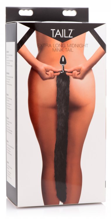 Extra Long Midnight Mink Tail Metal Anal Plug