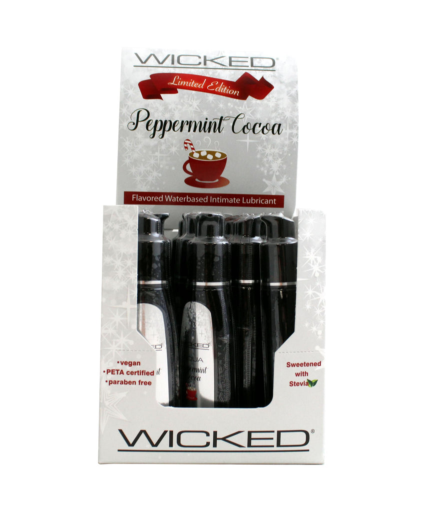 Aqua Peppermint Cocoa Flavored Water-Based Intimate Lubricant - 12 Piece Display 2 Oz.